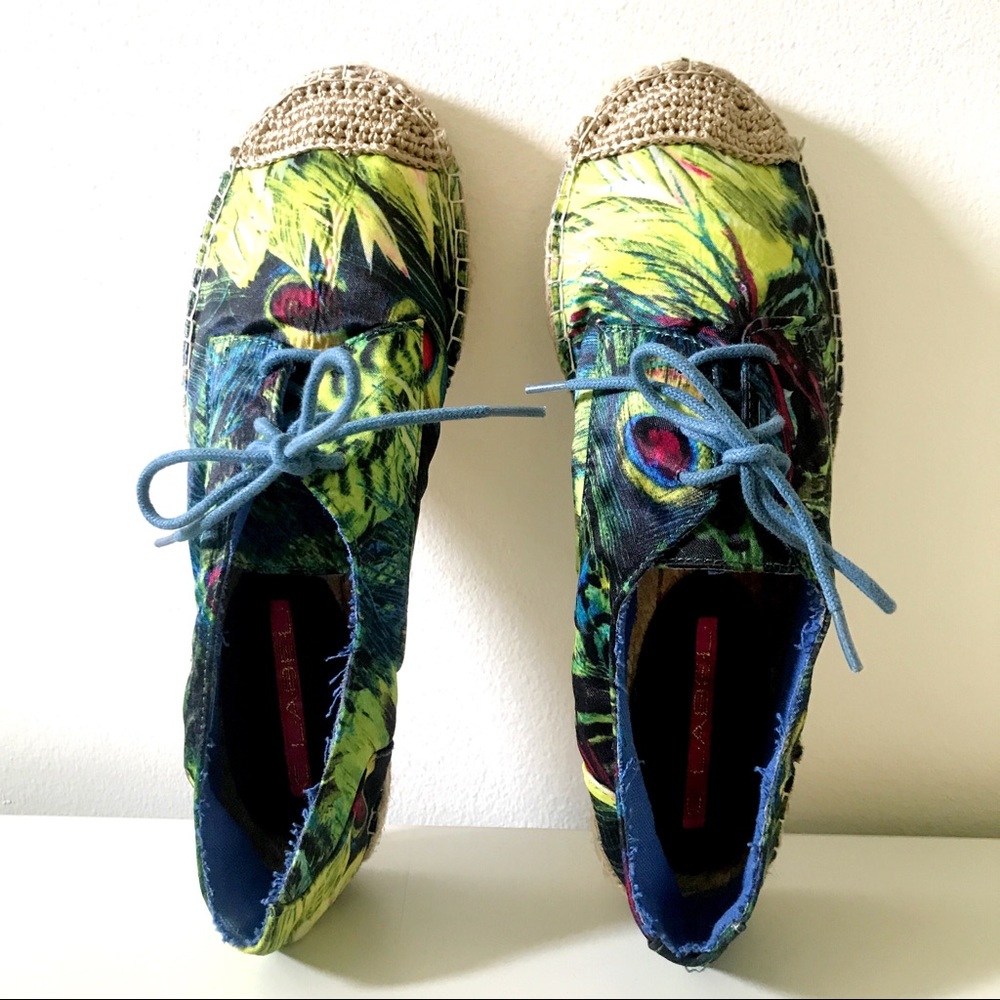 C Label Peacock Print Espadrilles Size 8